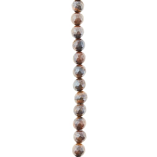 Yellow Silverite Tiger Eye Faceted Round Beads by Bead Landing™, 8mm